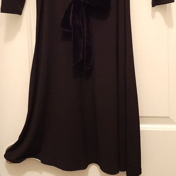 Attention brand Black Polyester, Velour trim Fit n Flare Midi Dress, Woman Sz S - Picture 7 of 12